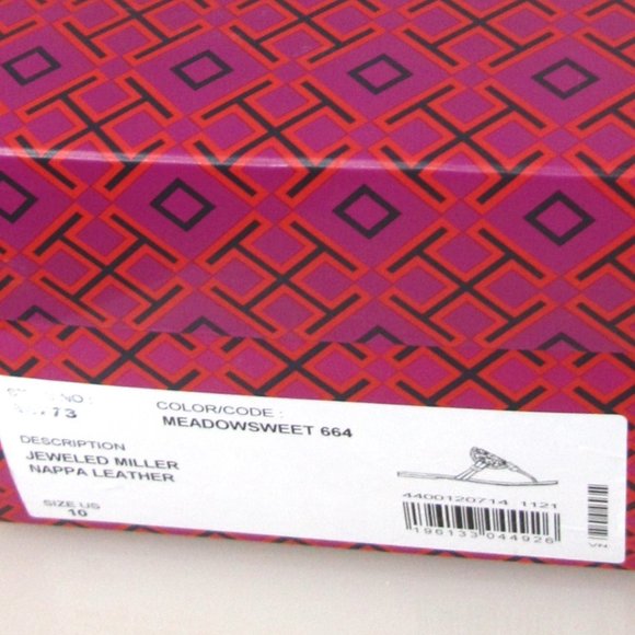 Tory Burch Miller Jeweled Leather Thong Sandals Meadowsweet Peachy Pink - Picture 5 of 14